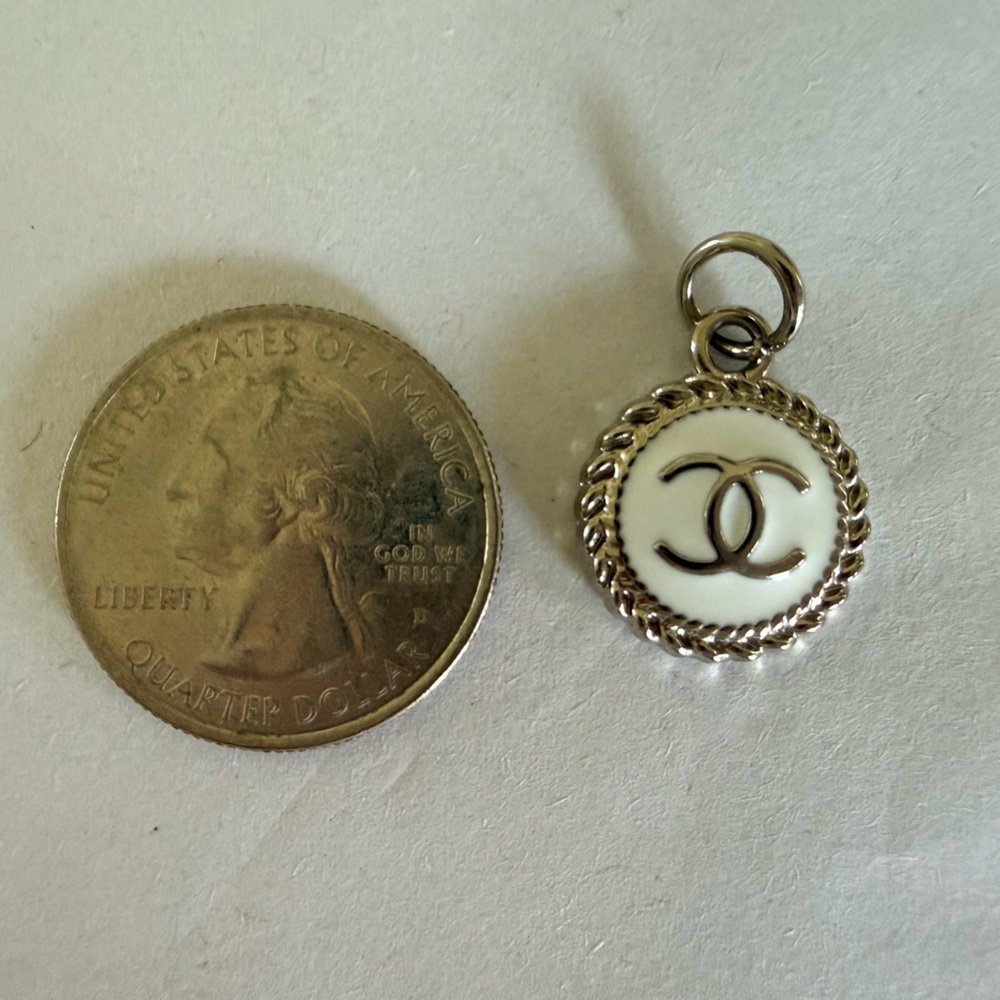 Chanel Upcycled CC Charm Pendant Silver Tone Round Medallion - Picture 4 of 4